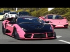フル加速しながら出撃!! 大黒PAからツーリングに出発するスーパーカー集団 [HD] Amazing sound Ferrari & Lamborghinis!!