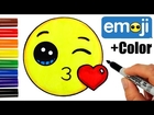 How to Draw + Color Kissing Emoji step by step -Super EASY Cute