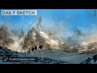 Painting snowy mountains trekking environmental concept art tutorial