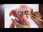 Drawing Dobby from Harry Potter movies - Prismacolor pencils.