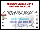 Nissan Versa 2011 Service Repair Manual