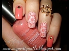Easy Beginner Peach Spring Summer Flowers Nail Art Stamping Design Tutorial